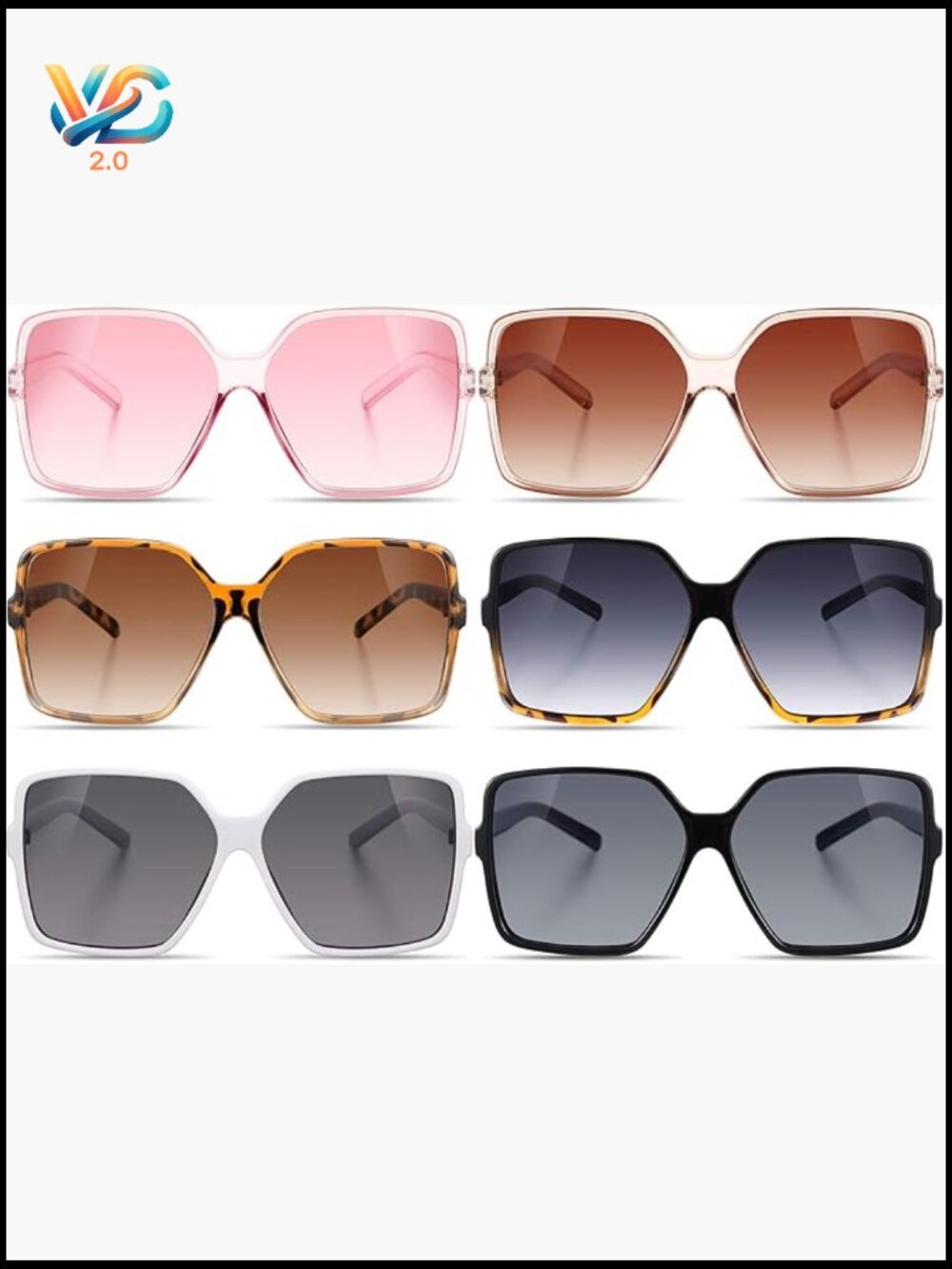 6 Pairs Oversized Square Sunglasses Retro Irregular Vintage Shades for Women
